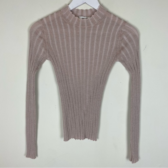Vince Ribbed Mock Neck Pullover Shirt Sweater in Chiffon - Picture 5 of 14